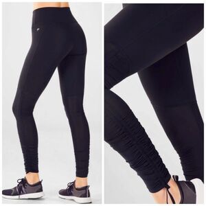 Fabletics Cashel Foldover PureLuxe Leggings Womens M Cinch Ruched Ankle Black